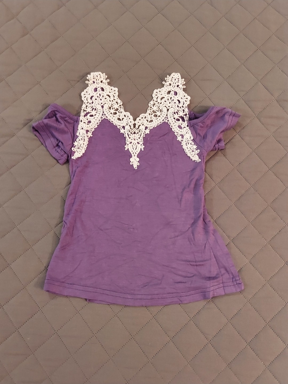 Purple Lace-Trim Girls Tee